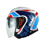 CASCO ABIERTO SMK GTJ TOURER BLANCO BRILLANTE+AZUL+ROJO