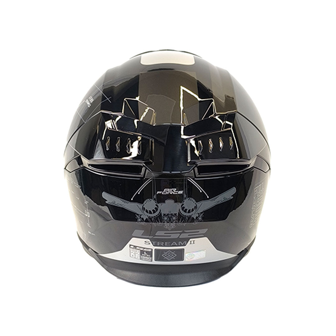 CASCO INTEGRAL LS2 FF808 STREAM II AIR_FORCE GRIS OSCURO+NEGRO