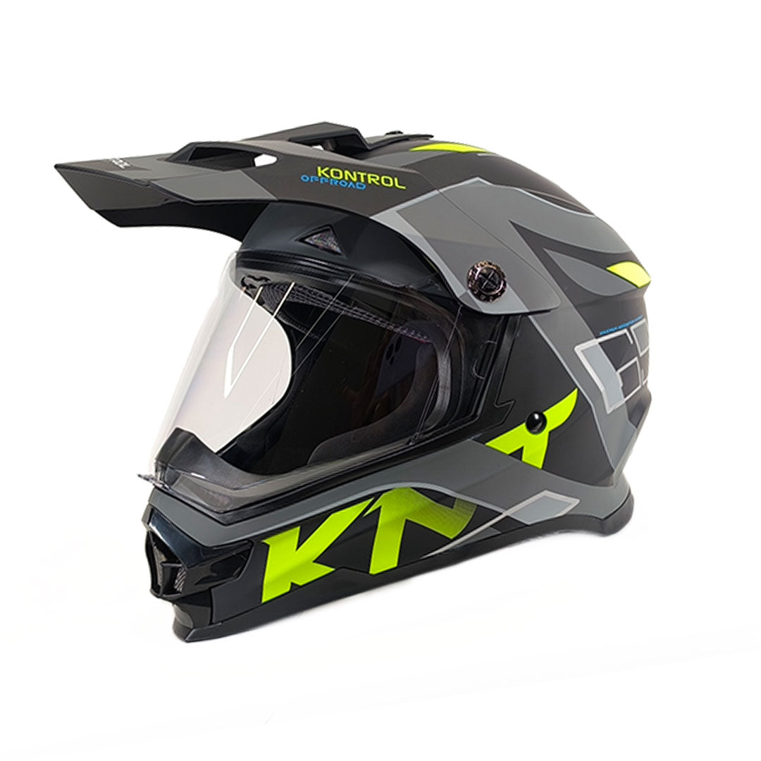 CASCO MULTIPROPÓSITO KONTROL 819 GS NEGRO MATE+GRIS+VERDE NEÓN