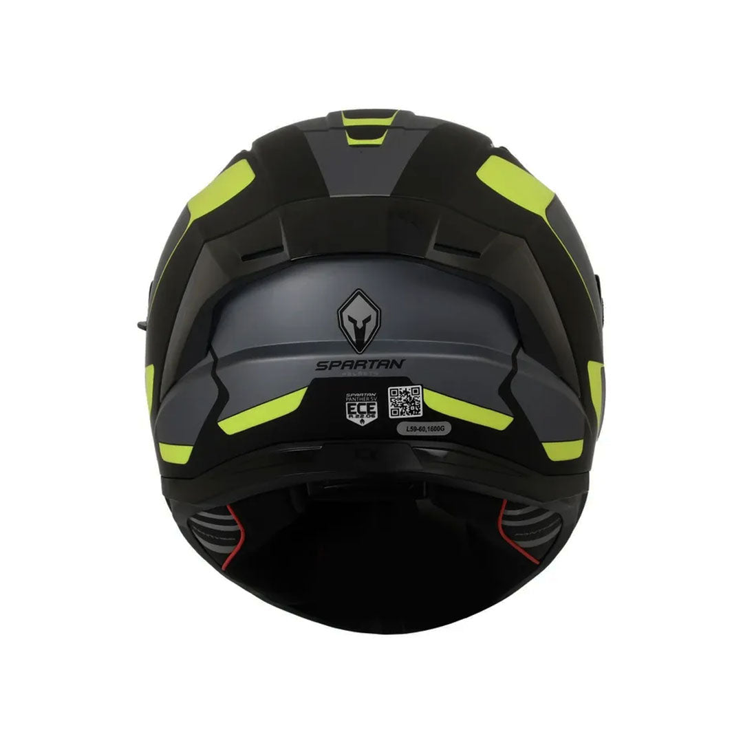 CASCO INTEGRAL SPARTAN PANTHER SV PLANO B3 GALE NEGRO+GRIS+VERDE NEÓN