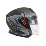 CASCO ABIERTO SMK GTJ ESCAPE GRIS MATE+VERDE NEÓN