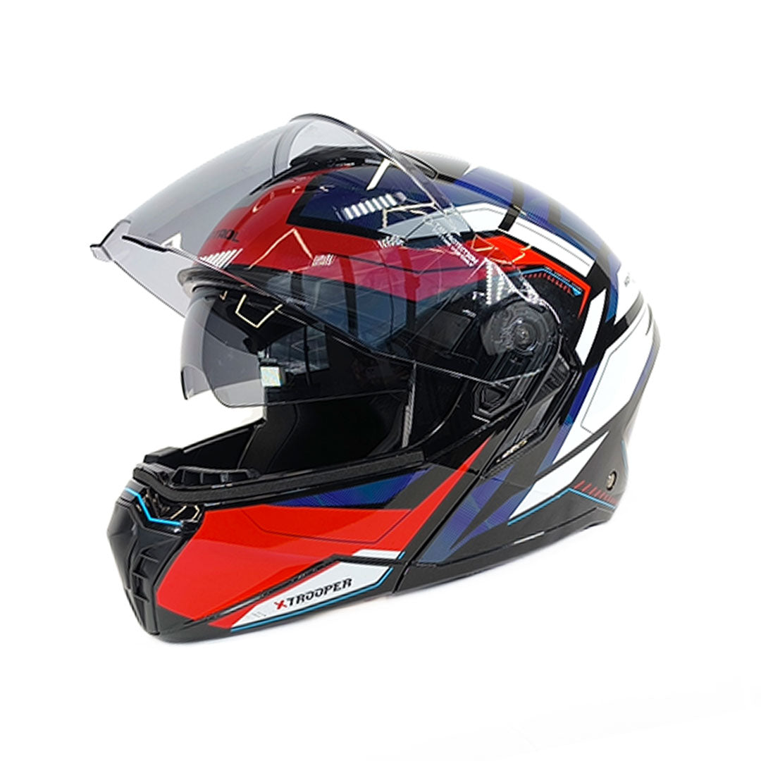 CASCO ABATIBLE KONTROL TROPPER D2 NEGRO BRILLANTE+ROJO+AZUL