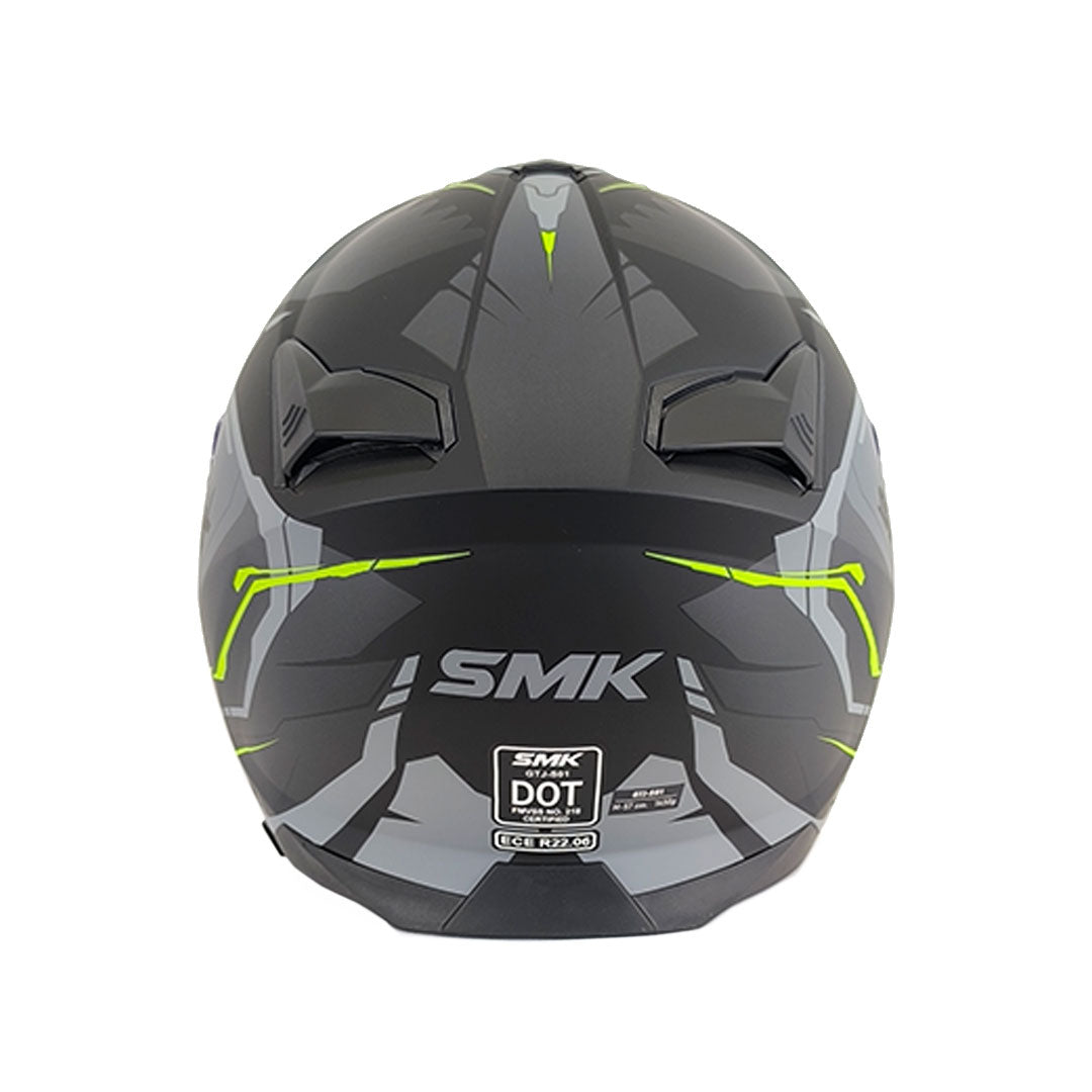 CASCO ABIERTO SMK GTJ ESCAPE GRIS MATE+VERDE NEÓN