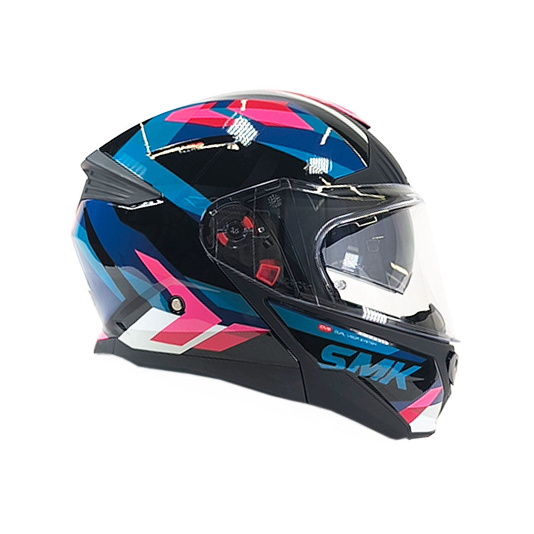 CASCO ABATIBLE SMK GULLWING CHARGER NEGRO+AZUL+ROSADO