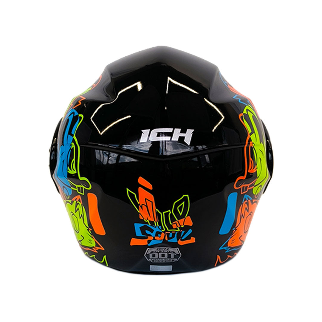 CASCO NIÑO ABATIBLE ICH 3110 WILD SOUL NEGRO MATE+AMARILLO NEÓN