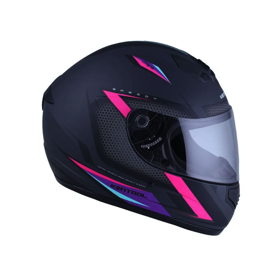 CASCO INTEGRAL KONTROL 878 SPEEDY NEGRO+ROSADO