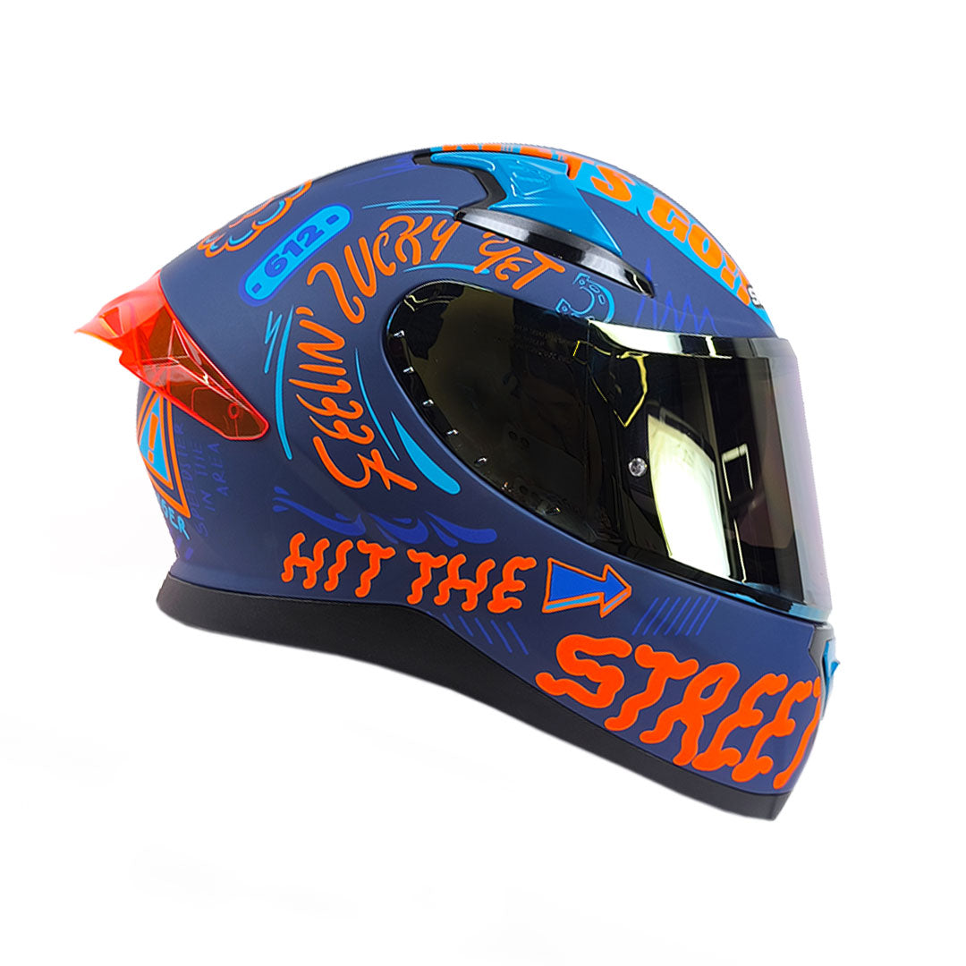 CASCO INTEGRAL SHAFT PRO 612 DV NOMO AZUL+NARANJA NEÓN