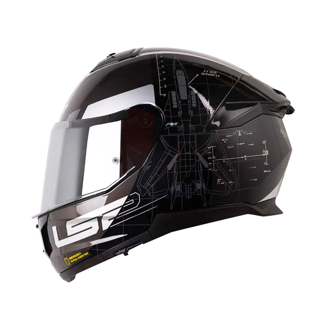CASCO INTEGRAL LS2 FF808 STREAM II AIR_FORCE GRIS OSCURO+NEGRO