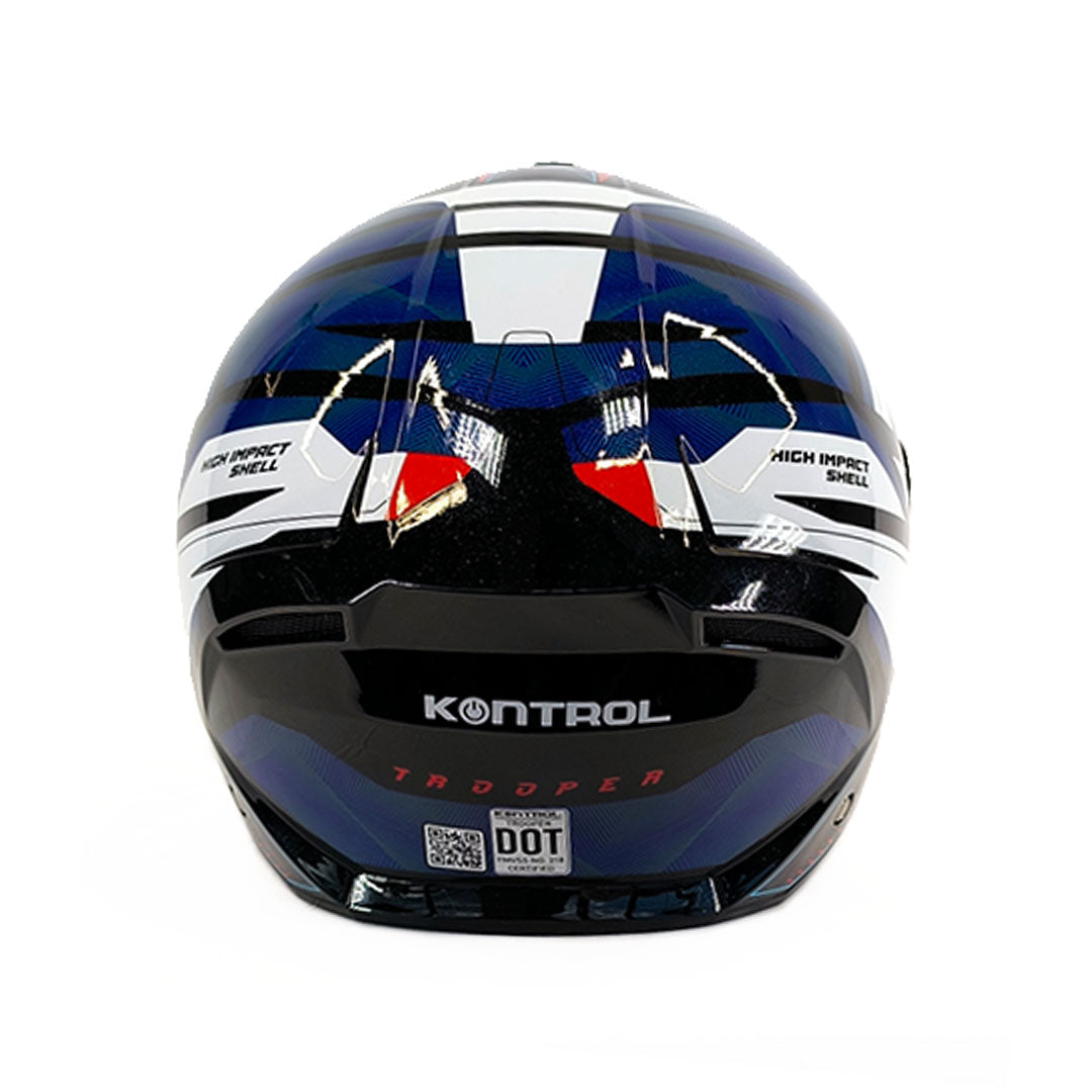 CASCO ABATIBLE KONTROL TROPPER D2 NEGRO BRILLANTE+ROJO+AZUL
