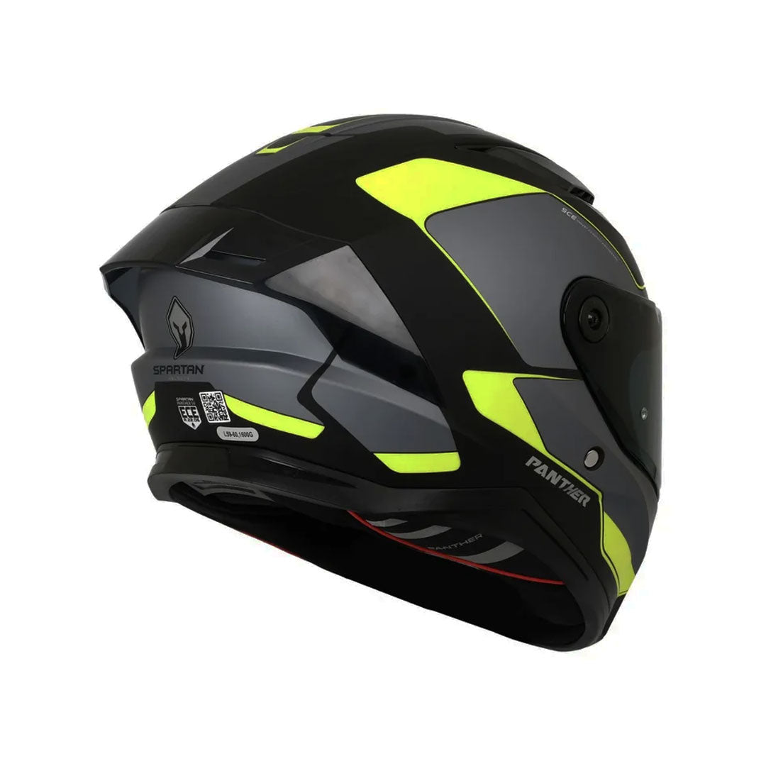 CASCO INTEGRAL SPARTAN PANTHER SV PLANO B3 GALE NEGRO+GRIS+VERDE NEÓN