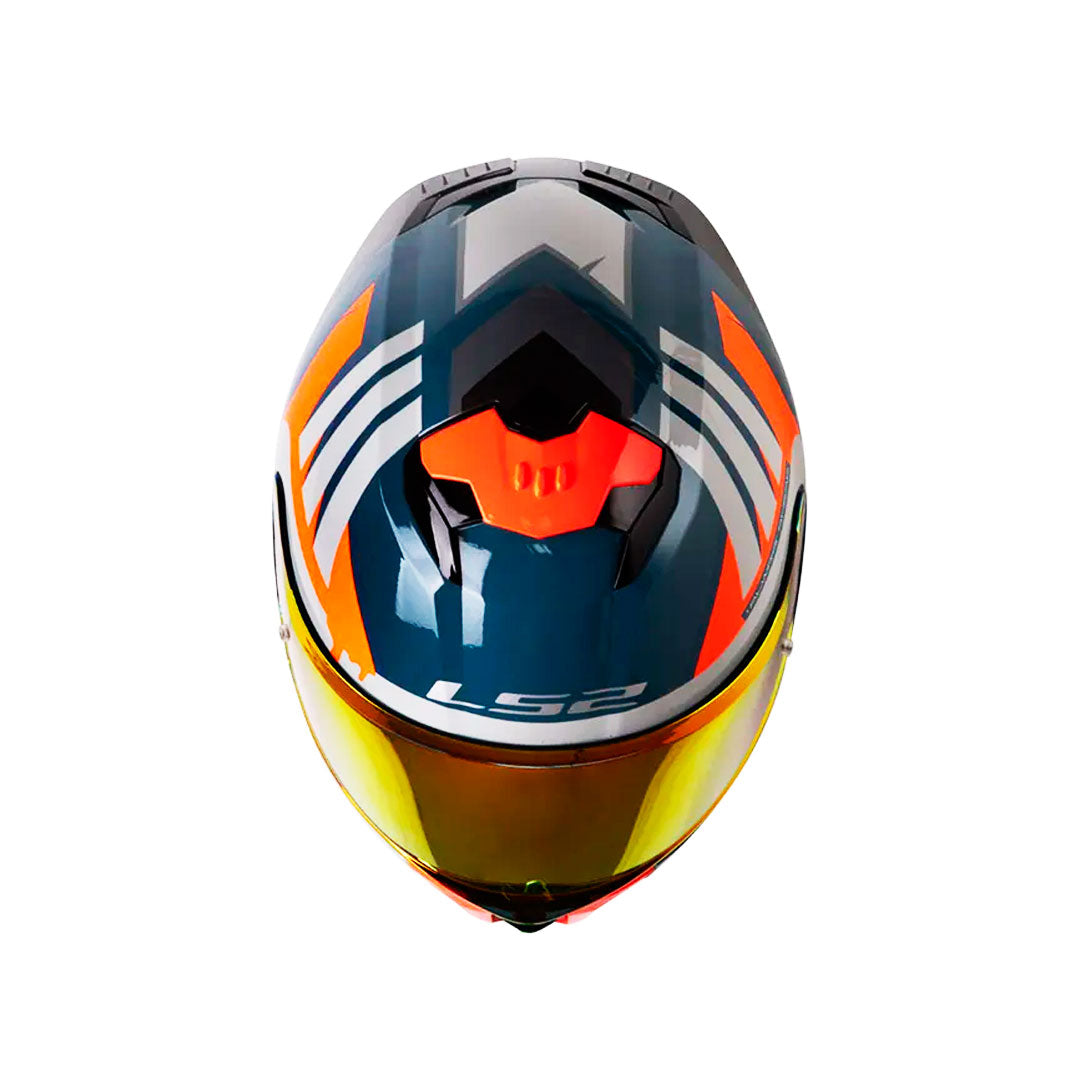 CASCO INTEGRAL LS2 FF808 STREAM II ELECE2 AZUL+NARANJA NEON