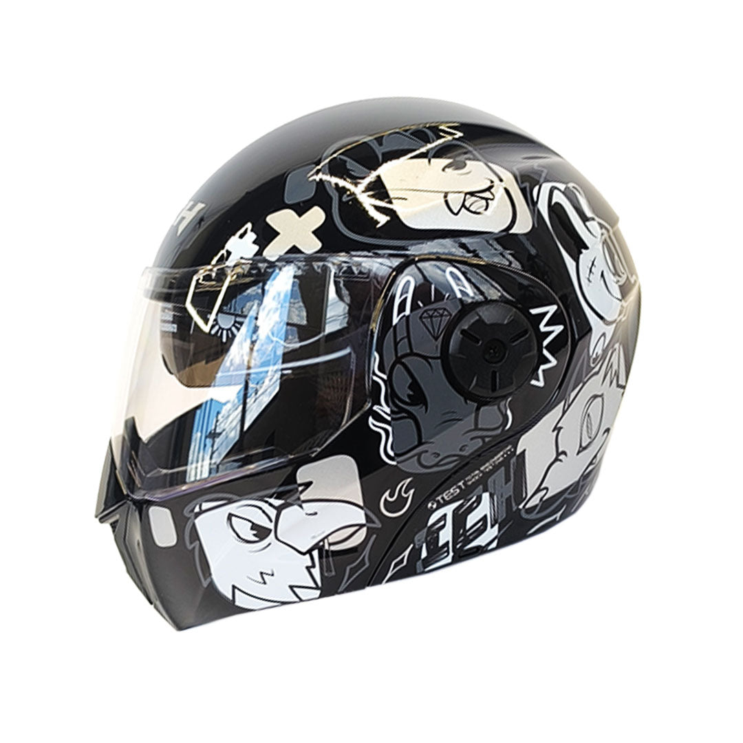 CASCO NIÑO ABATIBLE ICH 3110 WILD SOUL NEGRO BRILLANTE+GRIS