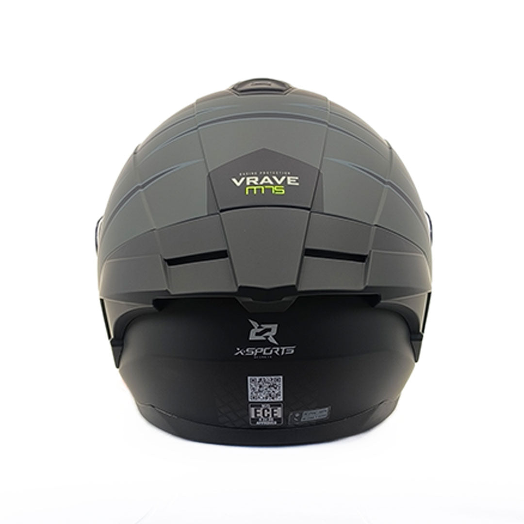 CASCO INTEGRAL XSPORTS M75 VRAVE GRIS+VERDE NEÓN