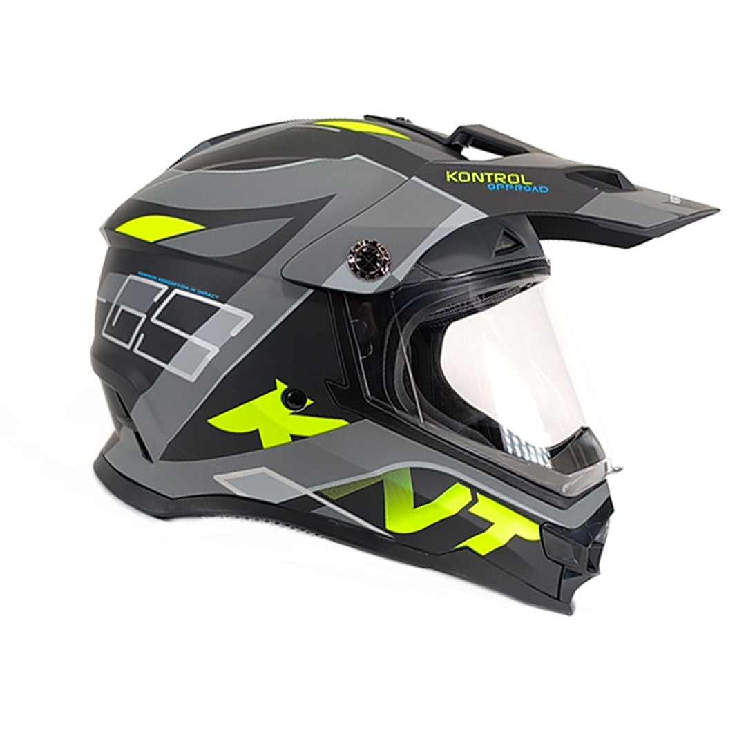 CASCO MULTIPROPÓSITO KONTROL 819 GS NEGRO MATE+GRIS+VERDE NEÓN