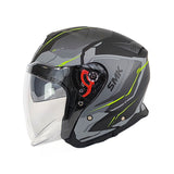 CASCO ABIERTO SMK GTJ ESCAPE GRIS MATE+VERDE NEÓN