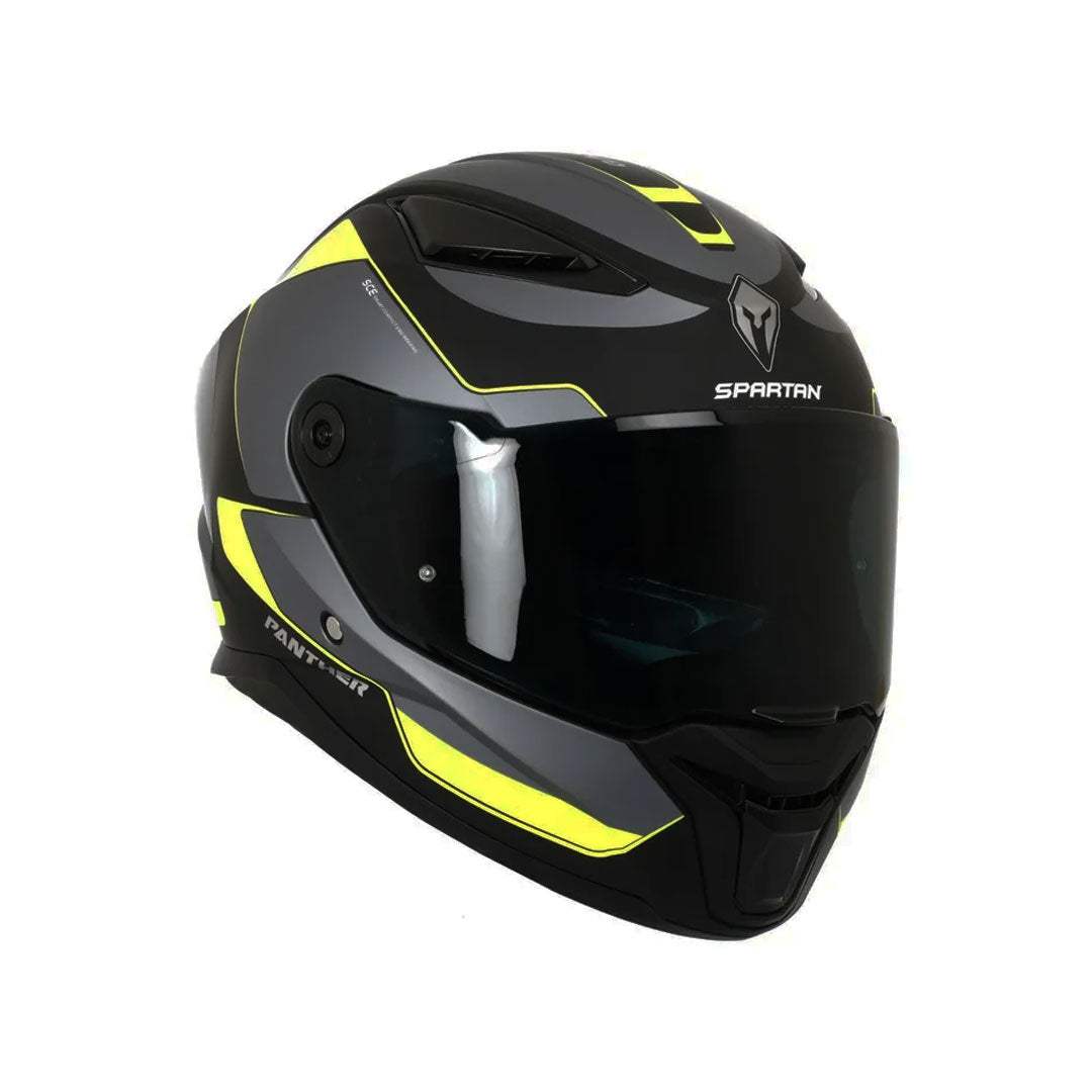 CASCO INTEGRAL SPARTAN PANTHER SV PLANO B3 GALE NEGRO+GRIS+VERDE NEÓN
