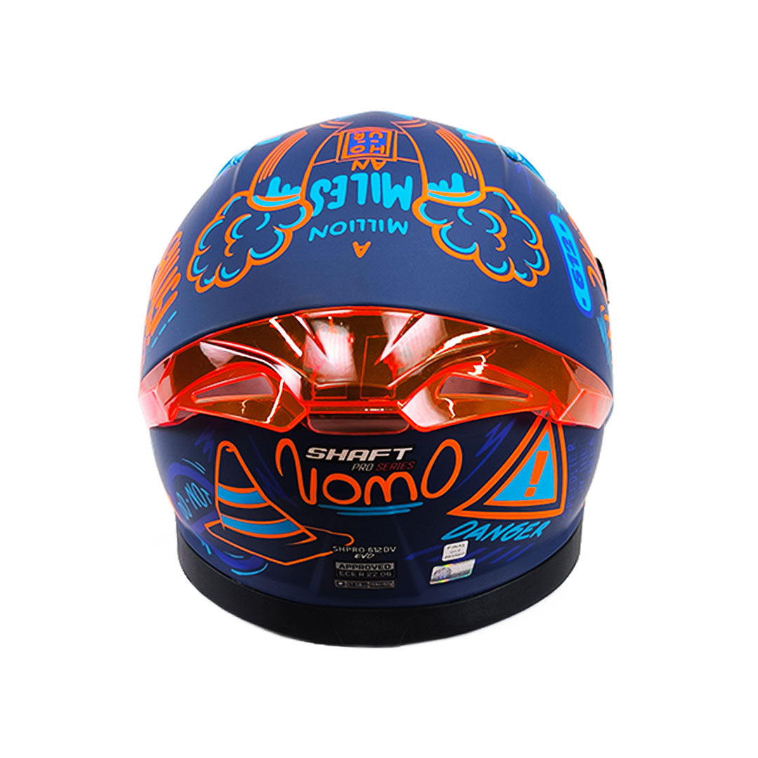 CASCO INTEGRAL SHAFT PRO 612 DV NOMO AZUL+NARANJA NEÓN