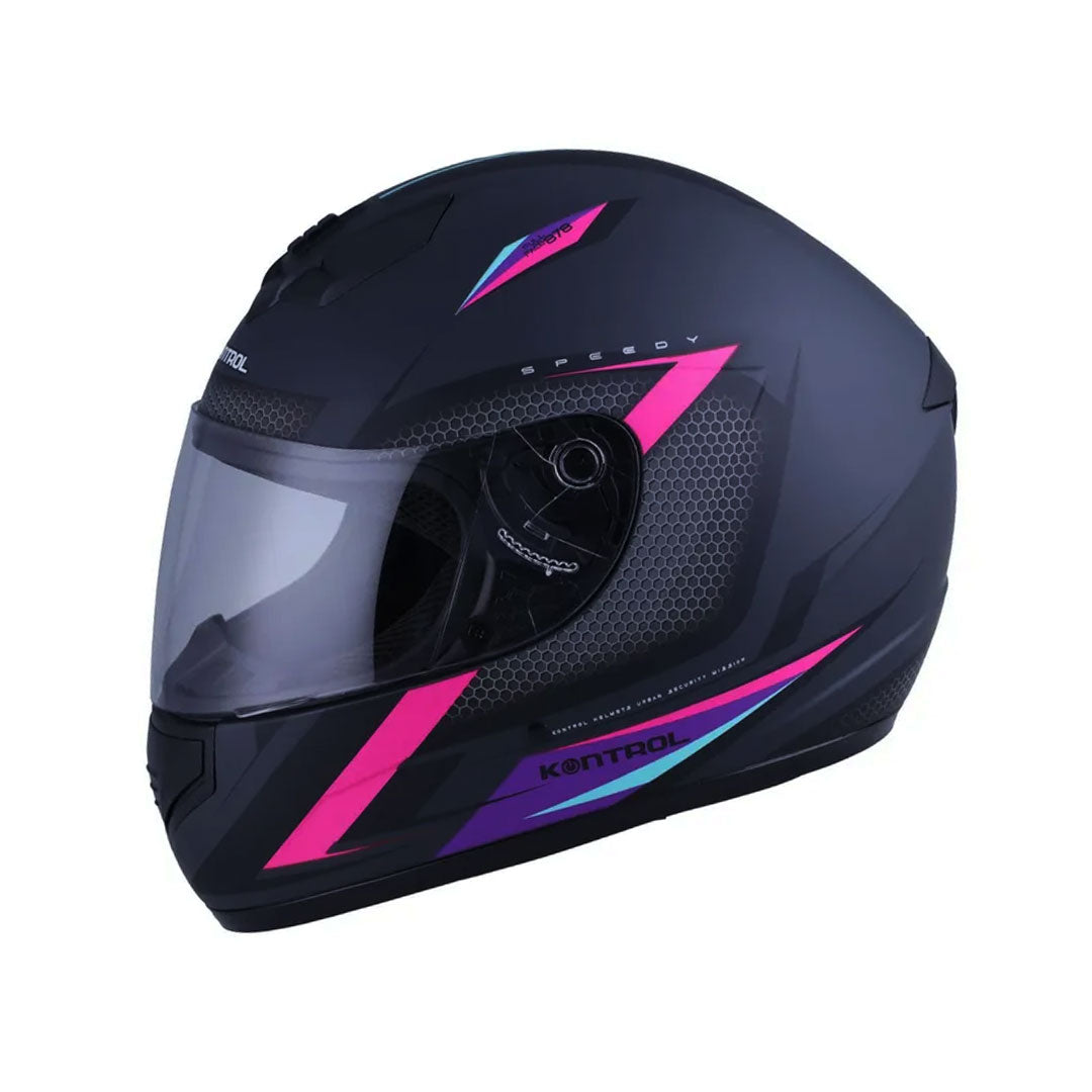 CASCO INTEGRAL KONTROL 878 SPEEDY NEGRO+ROSADO