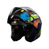 CASCO NIÑO ABATIBLE ICH 3110 WILD SOUL NEGRO BRILLANTE+AMARILLO NEÓN