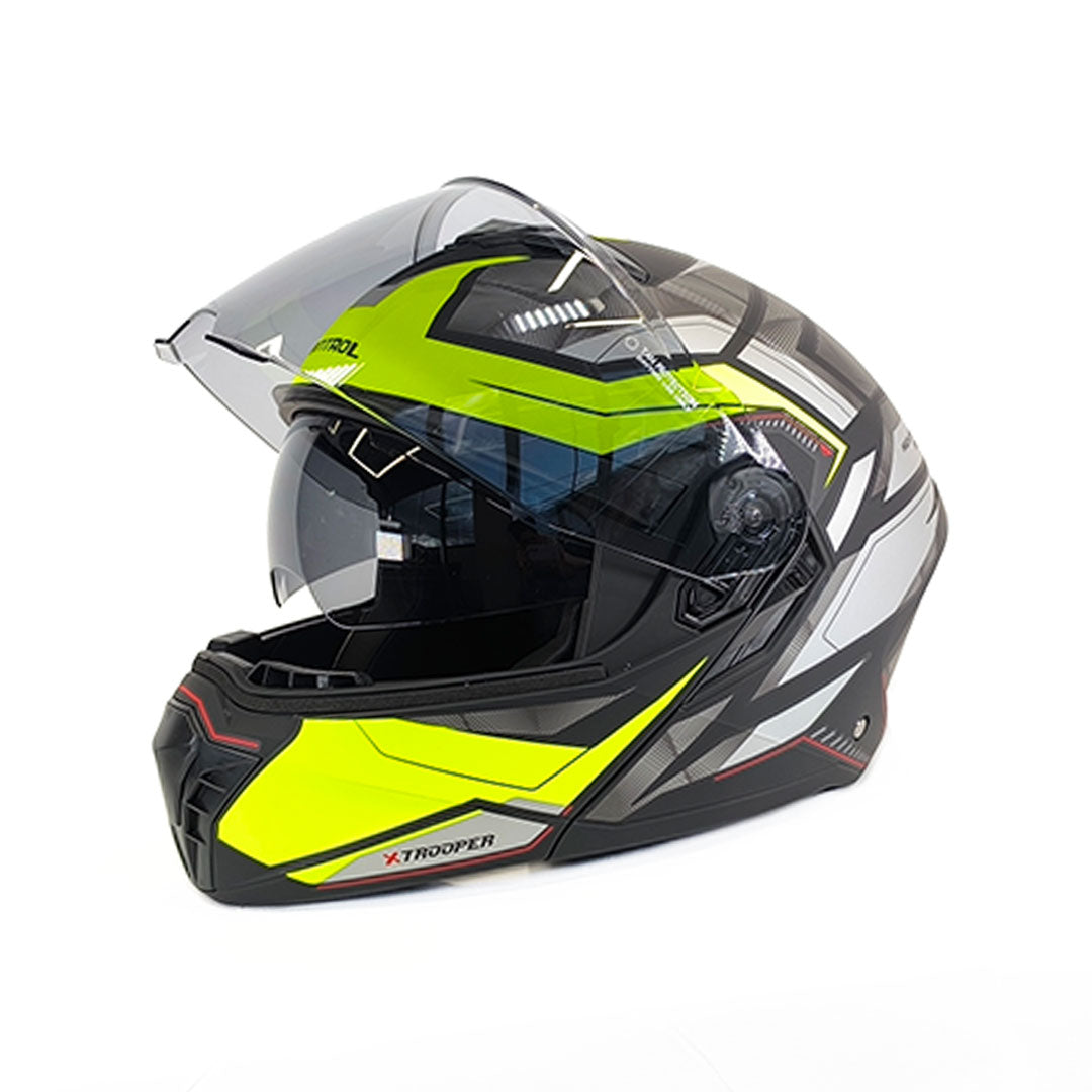 CASCO ABATIBLE KONTROL TROPPER D2 NEGRO+AMARILLO NEÓN