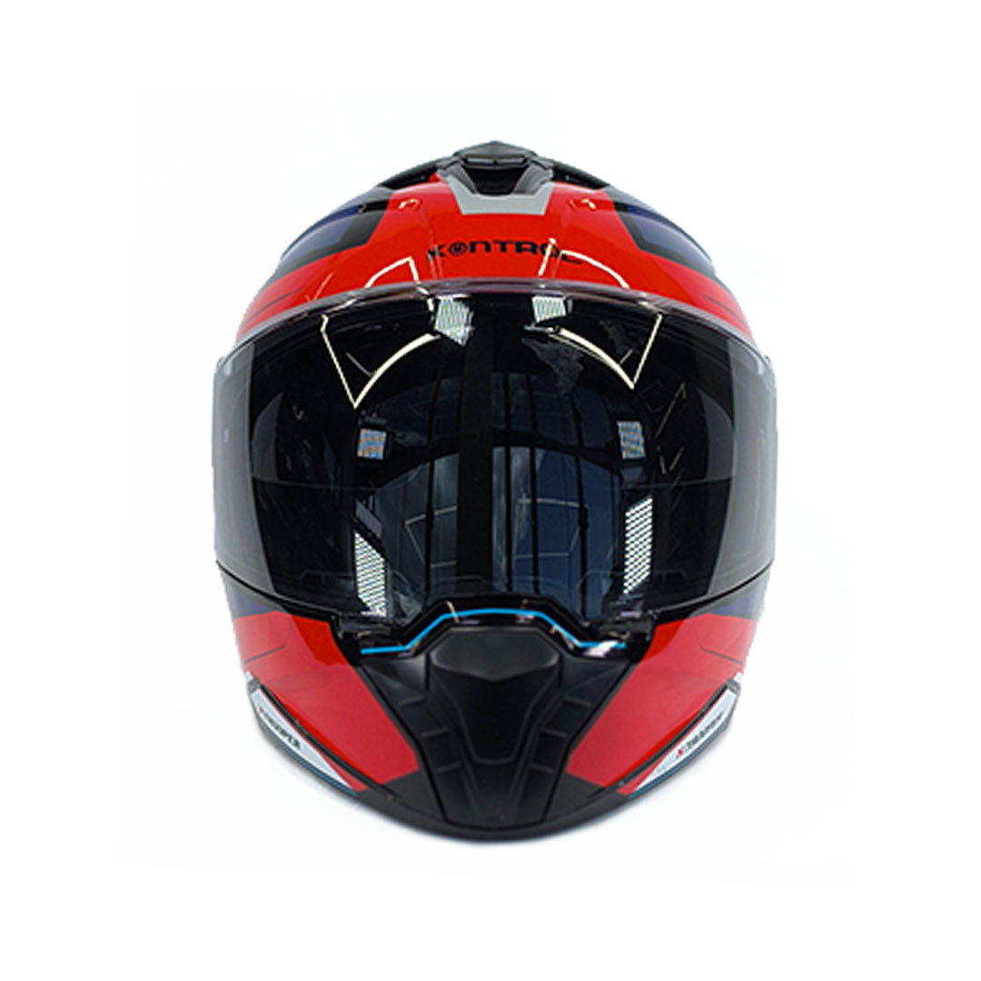 CASCO ABATIBLE KONTROL TROPPER D2 NEGRO BRILLANTE+ROJO+AZUL
