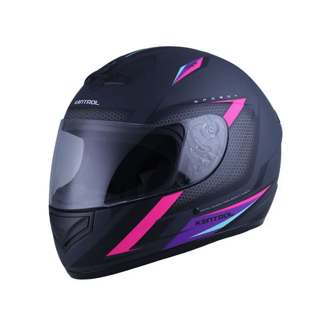 CASCO INTEGRAL KONTROL 878 SPEEDY NEGRO+ROSADO