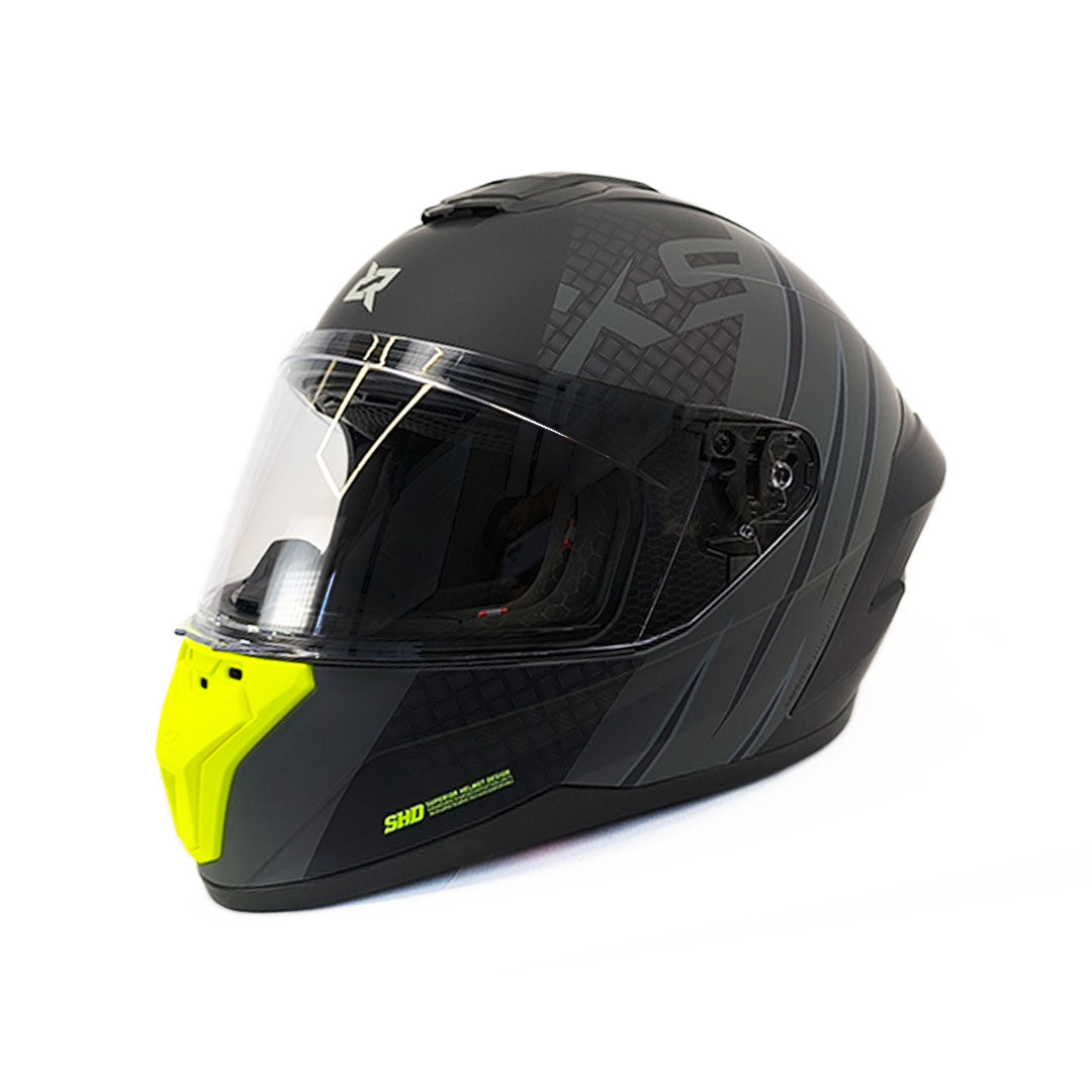 CASCO INTEGRAL XSPORTS M75 VRAVE GRIS+VERDE NEÓN