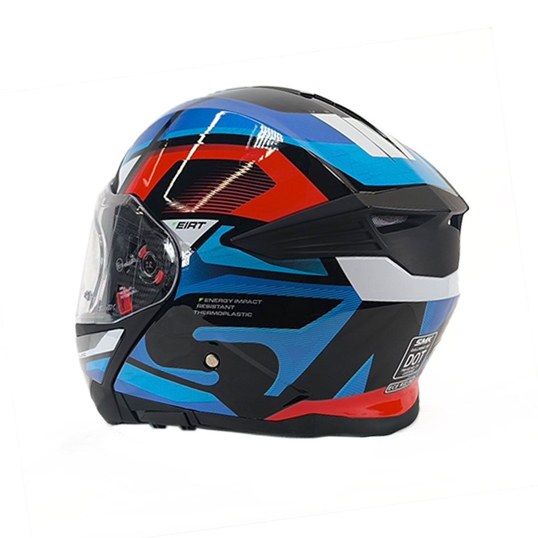 CASCO ABATIBLE SMK GULLWING AVENTURE AZUL+ROJO+BLANCO