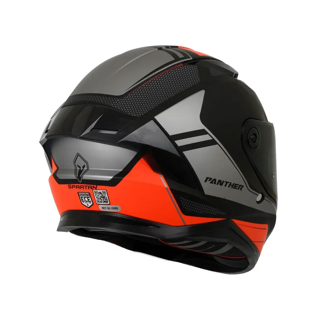 CASCO INTEGRAL SPARTAN PANTHER SV PRESTIGE B5 NEGRO+GRIS+NARANJA NEÓN