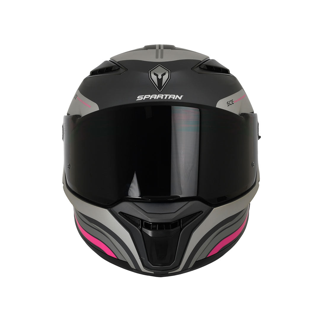 CASCO INTEGRAL SPARTAN PANTHER SV TRIBUTE D18 GRIS+FUCSIA