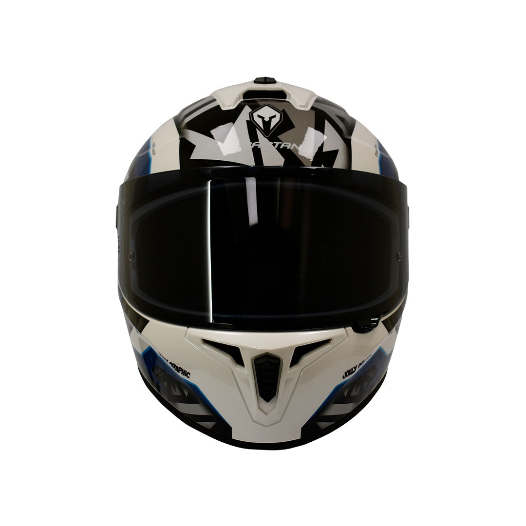 CASCO INTEGRAL SPARTAN DRAKEN JOLLY A11 NEGRO+BALNCO+AZUL
