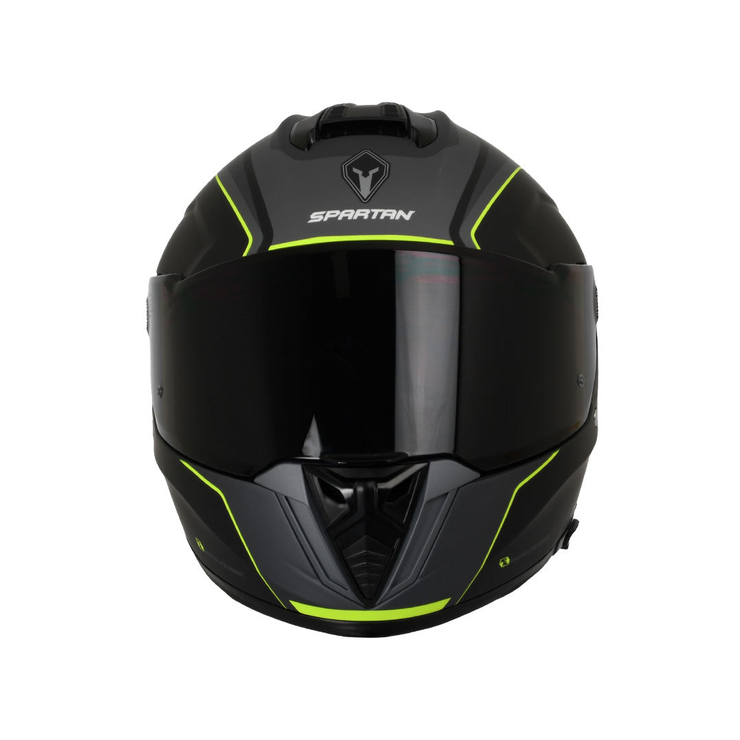 CASCO INTEGRAL SPARTAN HAWK EVO TITAN B3 NEGRO+GRIS+VERDE NEÓN