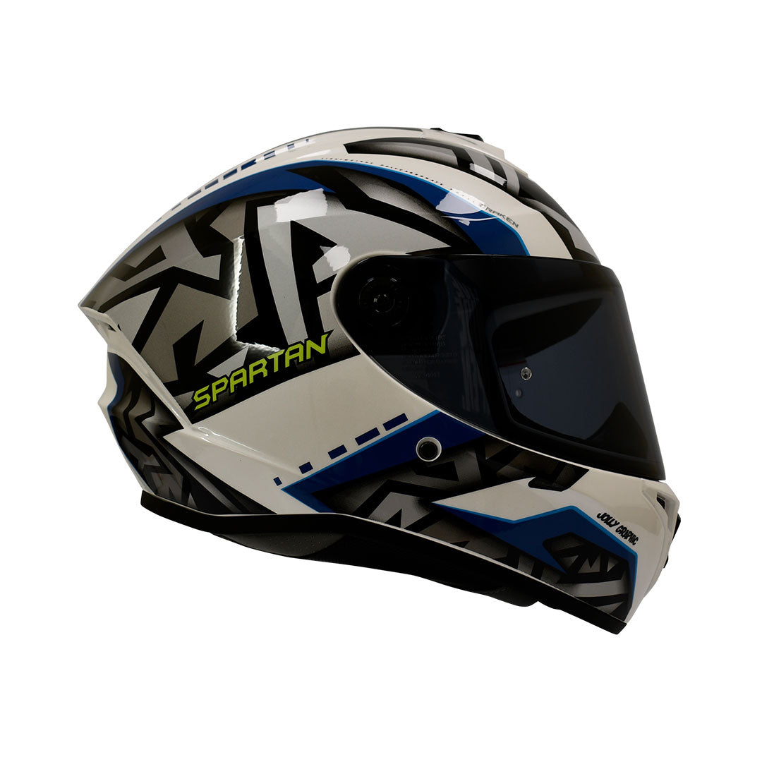 CASCO INTEGRAL SPARTAN DRAKEN JOLLY A11 NEGRO+BALNCO+AZUL