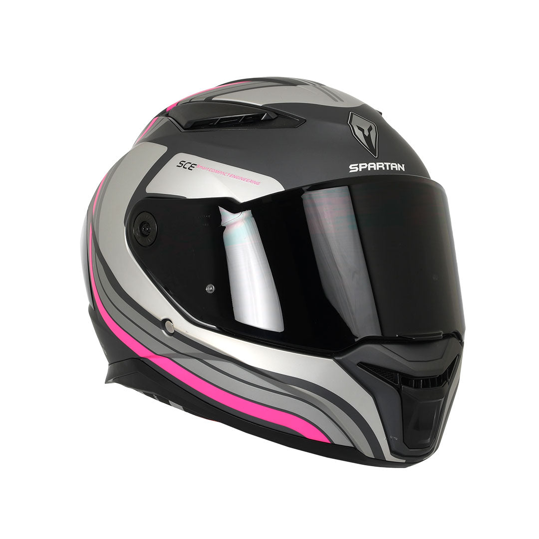 CASCO INTEGRAL SPARTAN PANTHER SV TRIBUTE D18 GRIS+FUCSIA