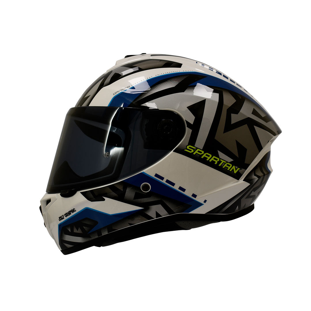 CASCO INTEGRAL SPARTAN DRAKEN JOLLY A11 NEGRO+BALNCO+AZUL