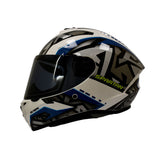 CASCO INTEGRAL SPARTAN DRAKEN JOLLY A11 NEGRO+BALNCO+AZUL