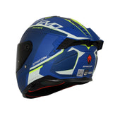 CASCO INTEGRAL SPARTAN HAWK EVO TITAN B7 AZUL+VERDE NEÓN
