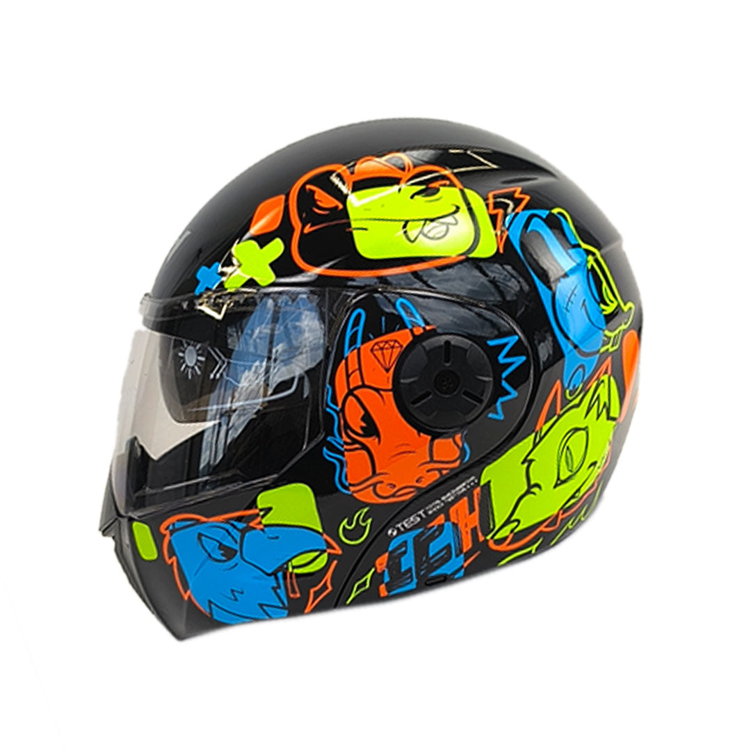 CASCO NIÑO ABATIBLE ICH 3110 WILD SOUL NEGRO MATE+AMARILLO NEÓN
