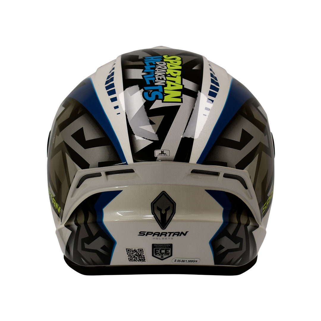 CASCO INTEGRAL SPARTAN DRAKEN JOLLY A11 NEGRO+BALNCO+AZUL