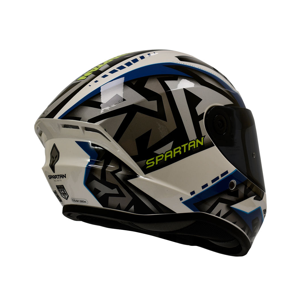 CASCO INTEGRAL SPARTAN DRAKEN JOLLY A11 NEGRO+BALNCO+AZUL