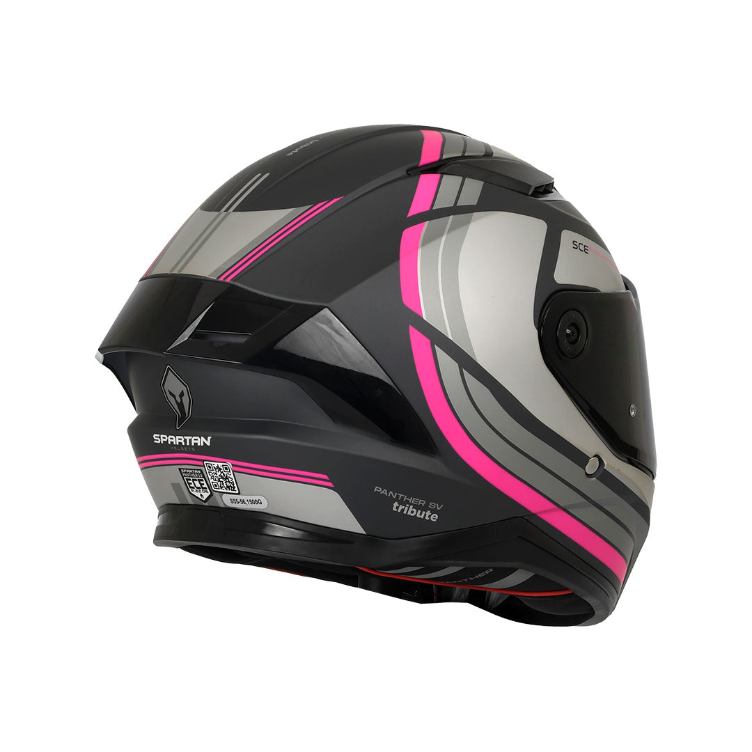 CASCO INTEGRAL SPARTAN PANTHER SV TRIBUTE D18 GRIS+FUCSIA