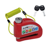 CANDADO DISCO FRENO ALARMA LLAVE ROJO